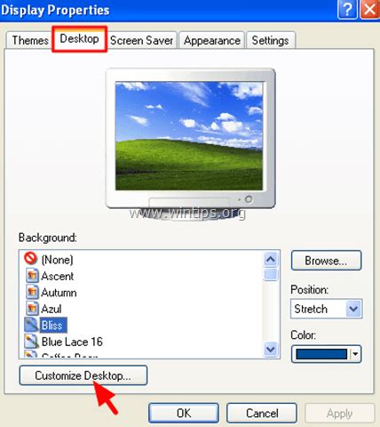 Active desktop windows xp regedit
